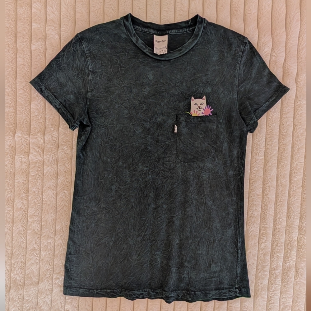 Rip N Dip Dark Green Cat Graphic Tee